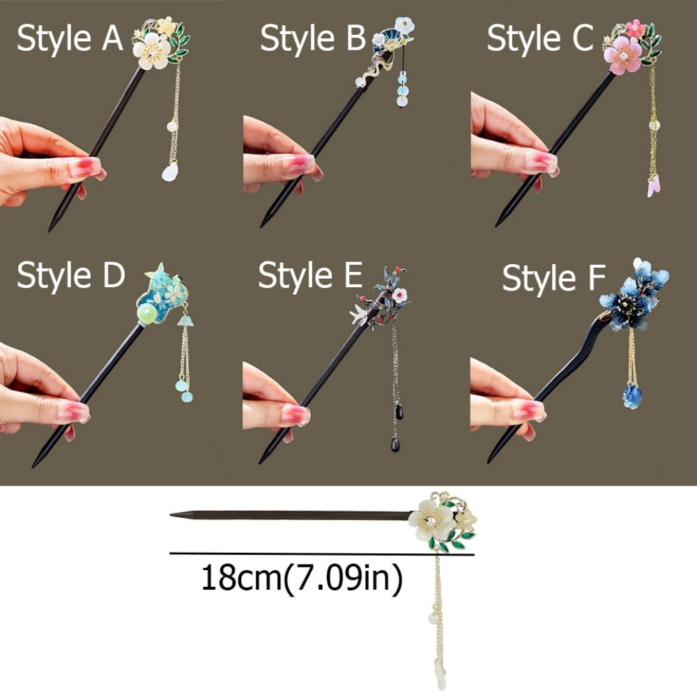 Chinese Style Flower Hair Sticks Vintage Retro Hair Clips Elegant Hanfu Hair Bun  for Pan Headdress