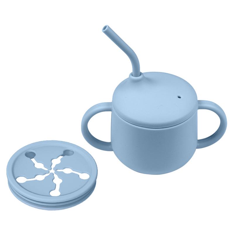 Силиконовый тренировочный стаканчик «Панда» для детей: Поильник-непроливайка с трубочкой, защищающий от падения