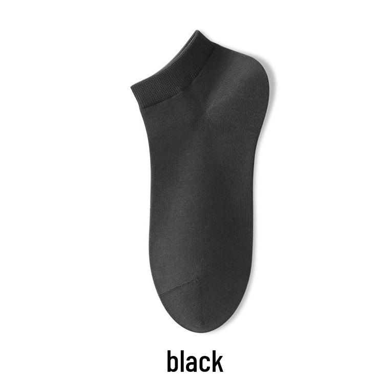 Мужские короткие носки из чистого хлопка - Всесезонные, Дышащие, Влагоотводящие, Устойчивые к запаху, Однотонные черные носки-лодочки, Весенне-осенний стиль