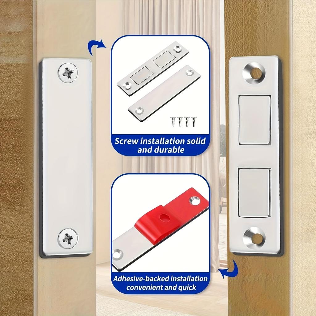Ферромагнитные адсорбционные полосы для дверей, Невидимые магниты без сверления для раздвижных дверей шкафа-купе, Сильные магнитные накладки для дома