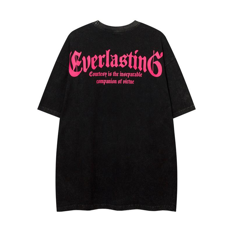 Модный летний новый американский стиль, тренд ретро, винтажный, с буквенным принтом, с короткими рукавами, мужские и женские хип-хоп