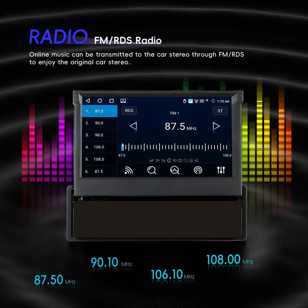 Universal 1 Din Car Radio 17.78cm Retractable Screen Car Multimedia Video MP5 Player, Incar Entertainment, Driving Companion