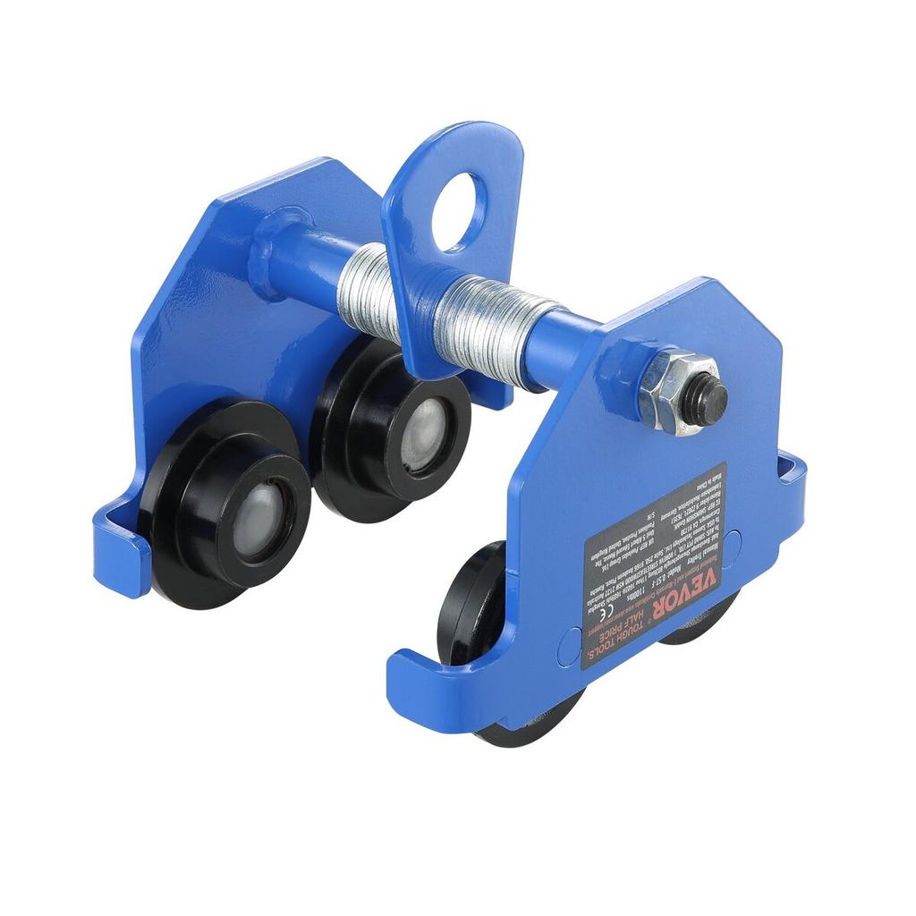 Manual Trolley, 1100 lbs/0.5 Ton Load Capacity Push Beam Trolley with Dual Wheels, Adjustable for I-Beam Flange Width 63.5-139.7 mm, Heavy Duty Alloy