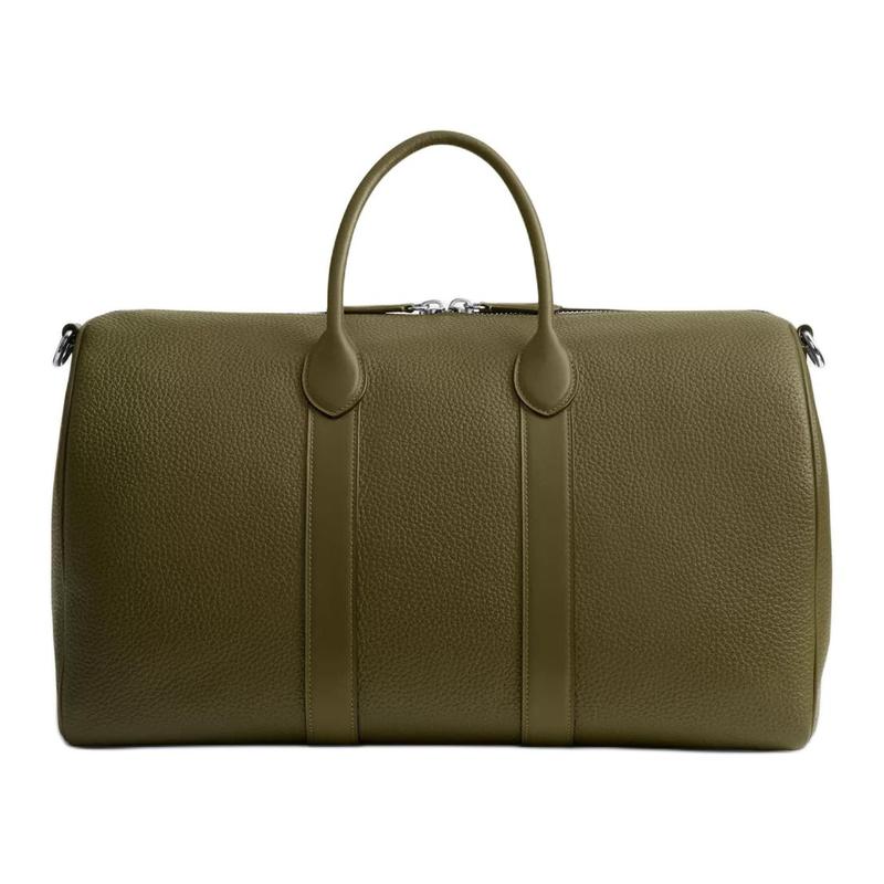 Coach Compass 45 Серебряная металлическая фурнитура Сумка для боулинга Сумка через плечо Кожаная Сумка-кроссбоди Большая Мужская Оливково-зеленая