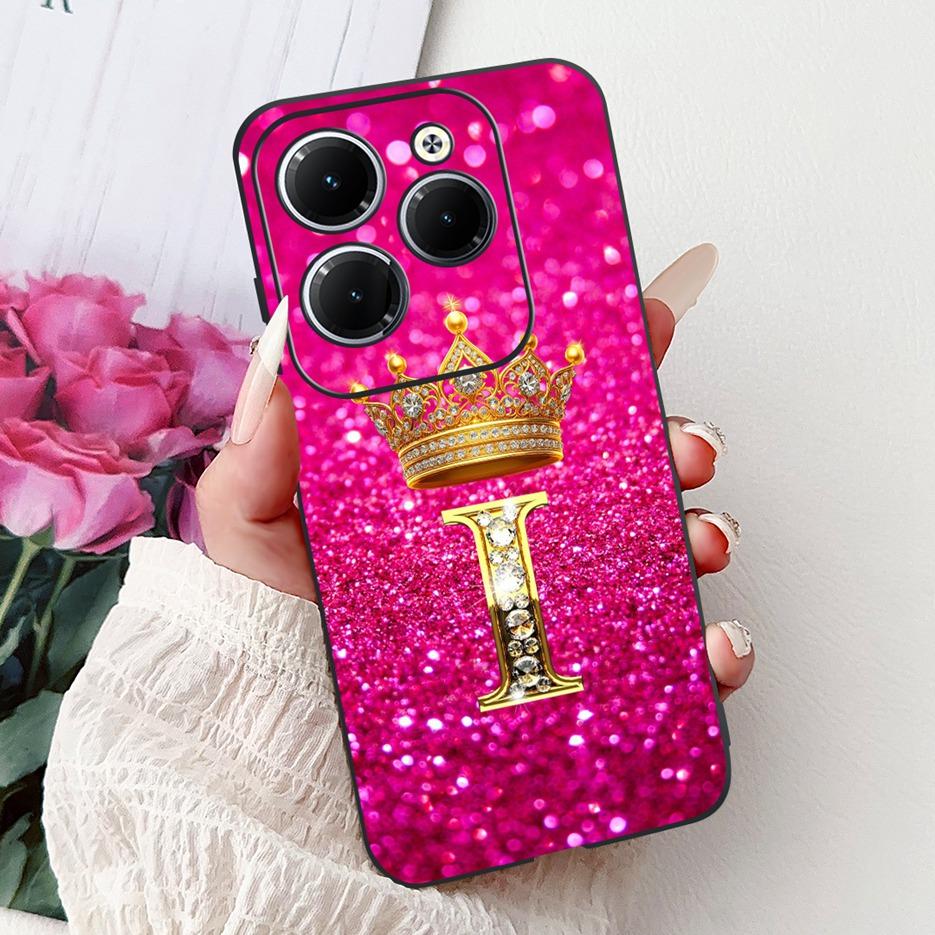 Чехол для Infinix Hot 40 Pro X6837 Роскошная Корона Буквы Чехол Мягкий Силиконовый Чехол для Телефона Для Infinix Hot 40i Hot40 Pro Hot40i Накладка