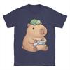 Cute Capybara Anime Gamer TShirts for Men  Leisure Pure Cotton Tee Shirt O Neck Short Sleeve T Shirts Printing Clothing