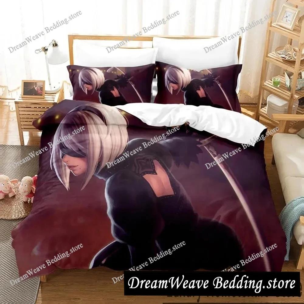 NieR Automata 2B Luxury Bedding Set  Anime Cartoon Duvet Cover Set Comforter Bedspread Twin Single Size Printed Home Textile
