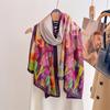 Floral Double Side 60*170cm Women Viscose Scarf Summer Beach Shawl Cotton Linen Feeling Tassel Pashmina Muslim Hijab Wrap Lady
