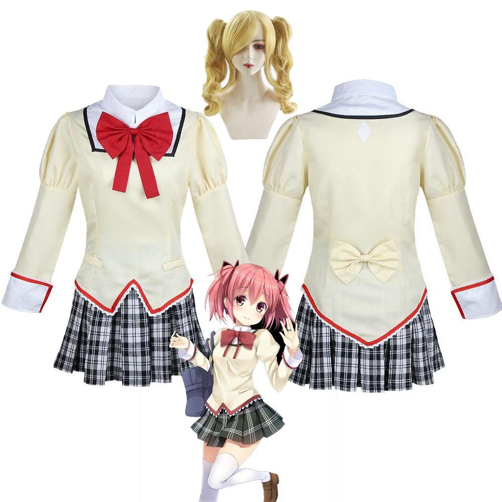 Mami Cosplay Dress Outfits Anime Puella Magi Madoka Magica Cosplay Costume Top Sock Yellow Wig Woman Party Set