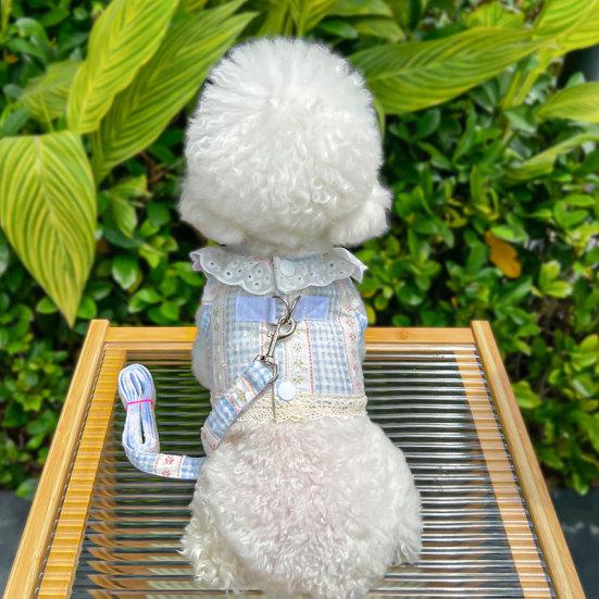 jijijing 1 Set Dog Harness And Leash, Floral with Lace Trim, Breathable Stylish Leash for Small Dogs