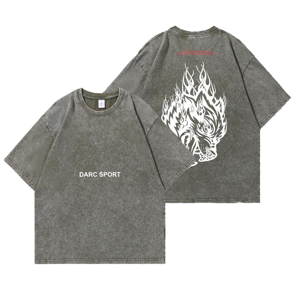 Darc Wolves Sport Vintage Washed T Shirts Gym Bodybuilding Oversize Men Clothing Summer Fitness TEE Workout Darc Sport T Shirts