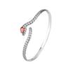 Foxanry Red Green Zircon Snake Cuff Bracelets For Women Couples Vintage Simple Trendy Elegant Personality Birthday Jewelry Gifts