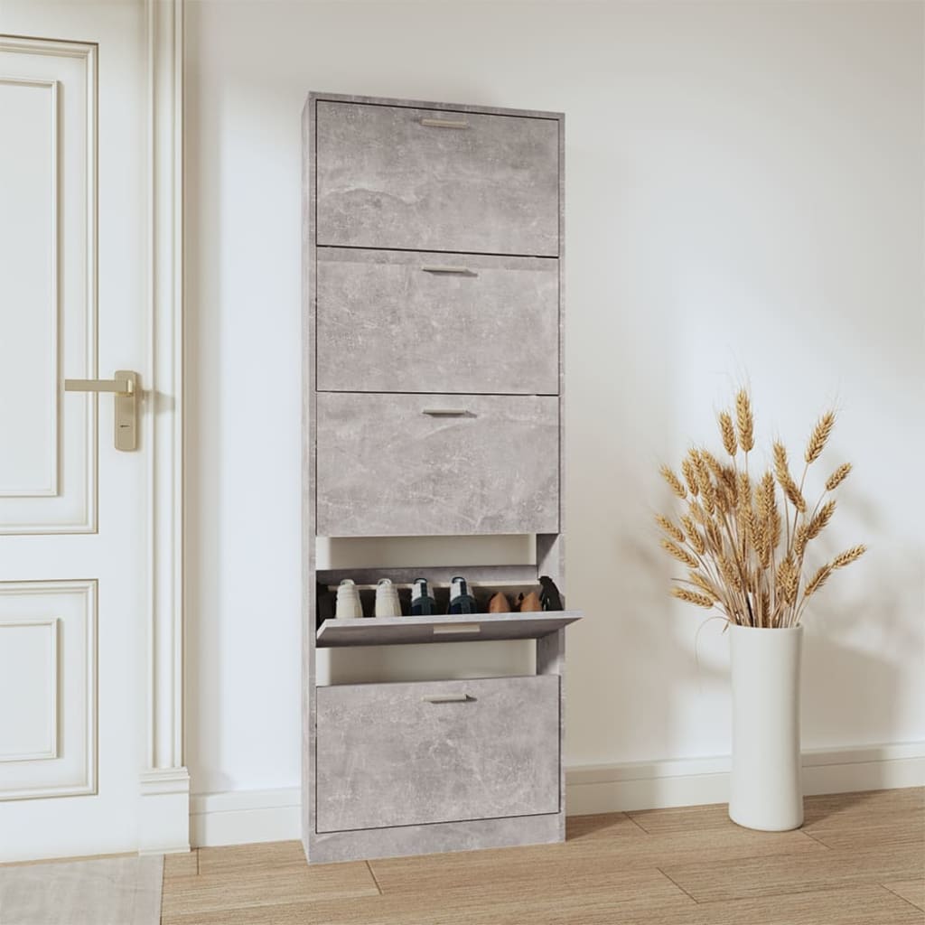 Vidaxl Szafa Na Buty, Szarość Betonu, 59X17X169 Cm