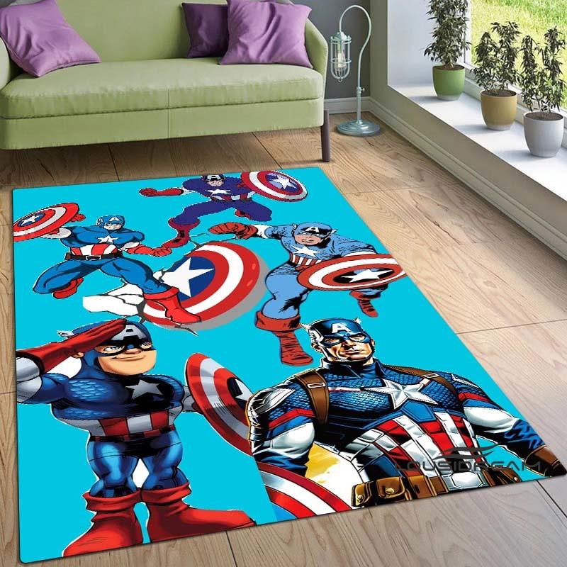 3D Captain America Printed Rug – Suitable for Living Room & Bedroom | Non-Slip Mat, Home Decor, Area Rug, Birthday Gift