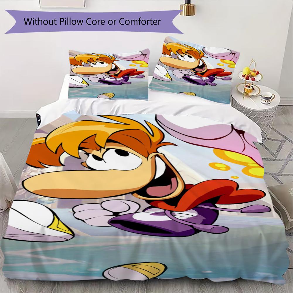 Rayman Pattern Bedding uilt Set uilt Cover Pillowcase Home Decoration Birthday Gift (1 * duvet cover + 2 * pillowcase without core)129