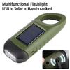 Portable Hand Crank Dynamo Flashlight Solar Powered LED Flashlight Survival Gear Emergency Torch for Outdoor Camping Hiking USB Charging