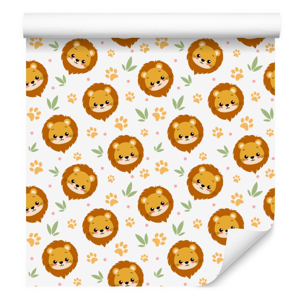 Lions Wallpaper White and Gold for Living Room and Bedroom 50x1000