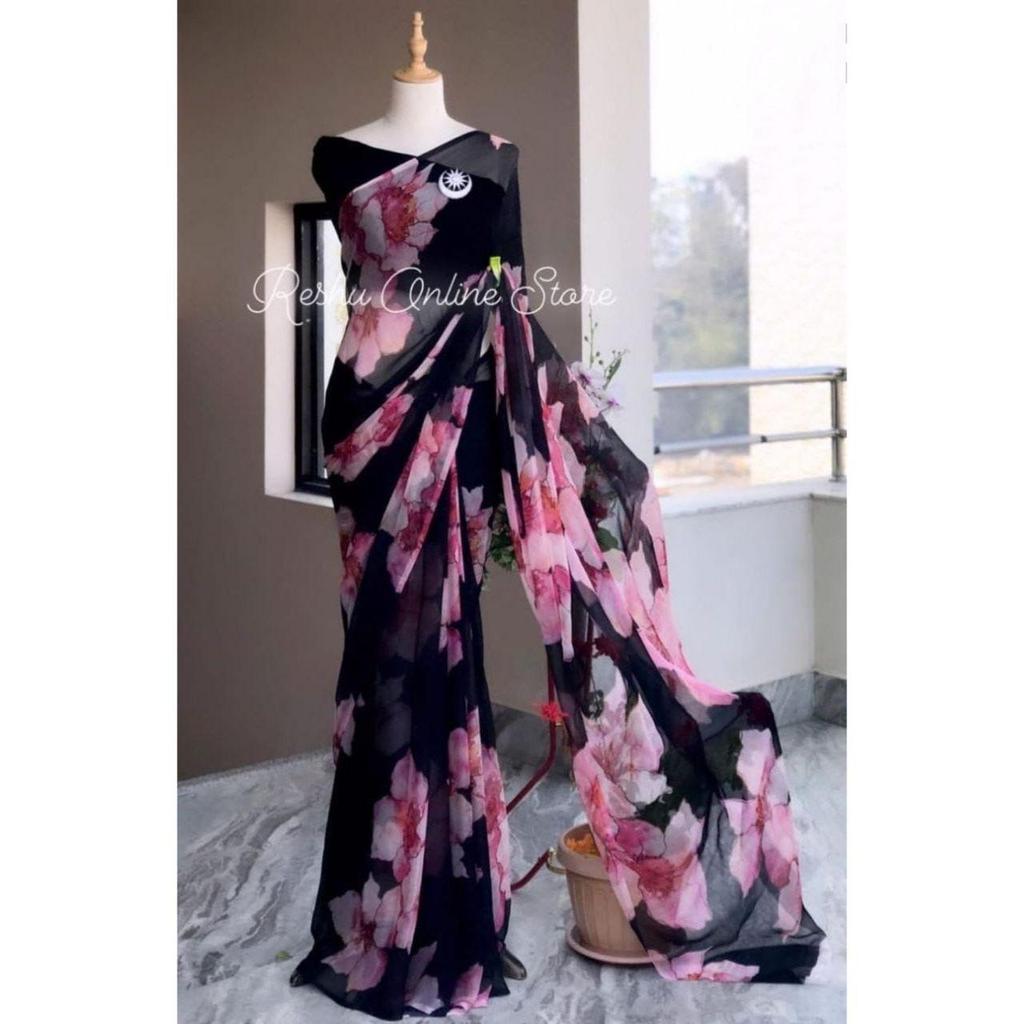 Stylish Casual Wear & Office Wear Saree for Women, Blouse (Need To Be Stitched As Per Size And Fit)