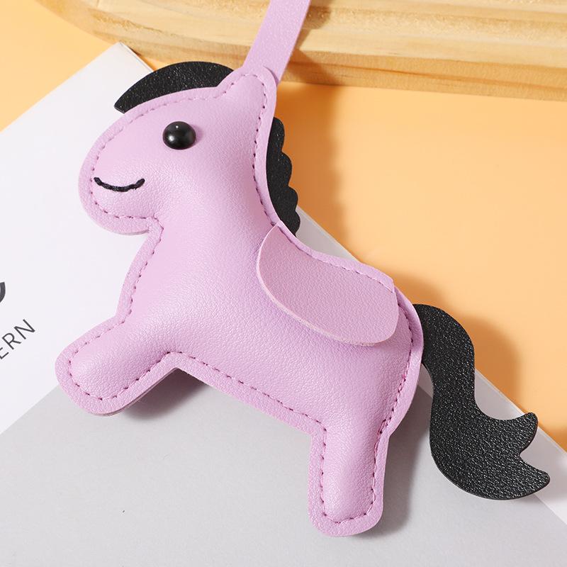 Women'S Bag Pony Keychain Pendant High Quality Pu Leather Horse Ornament Handmade Stitching Charm Fashion Accessories Gift