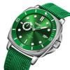 Men's Sports Wristwatch, Stylish Brand, Nylon Strap, Waterproof, Large, Analog, Fluorescent, Luxury, Green, Gift for Men, Casual, Business