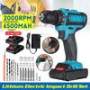 21V Cordless Electric Impact Drill Screwdriver 3 Functions Power Tools Lithium Battery Hand Drill with Box + Drill Bit Set