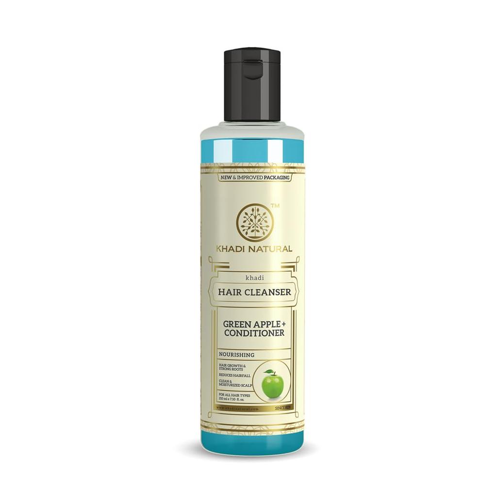 KHADI NATURAL Green Apple Hair Cleanser + Conditioner 210ml For Healthy Shiny Hair Care