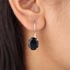 Natural Black Onyx Gemstone 925 Sterling Silver Handcrafted Women Earrings 1.05" EE-173-19