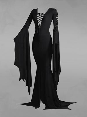 Платье Rosegal Gothic с перекрещенными рукавами-колоколами