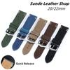 Watchband Suede Leather Watch Strap 20mm 22mm Vintage Watch Band Replacement Wristband for Omega Handmade Stitching Bracelet Quick Release