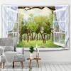 Forest Outside The Window Scenery Tapestry Wall Hanging Green Natural Plants Bohemian Hippie Psychedelic Bedroom Home Decor