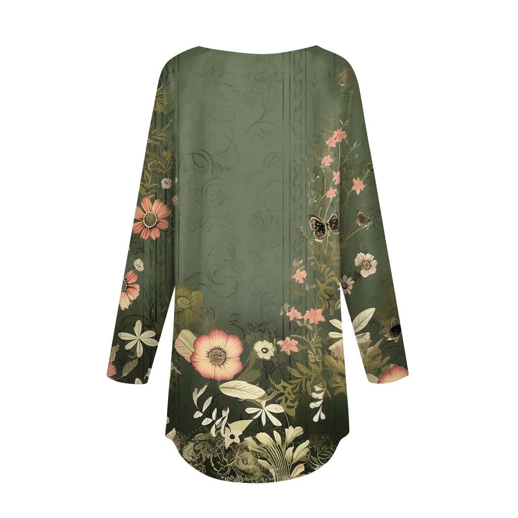 Tee Shirts For Women Fall Casual Long Sleeve Shirts Sweatshirt Retro Printing Top Pullover