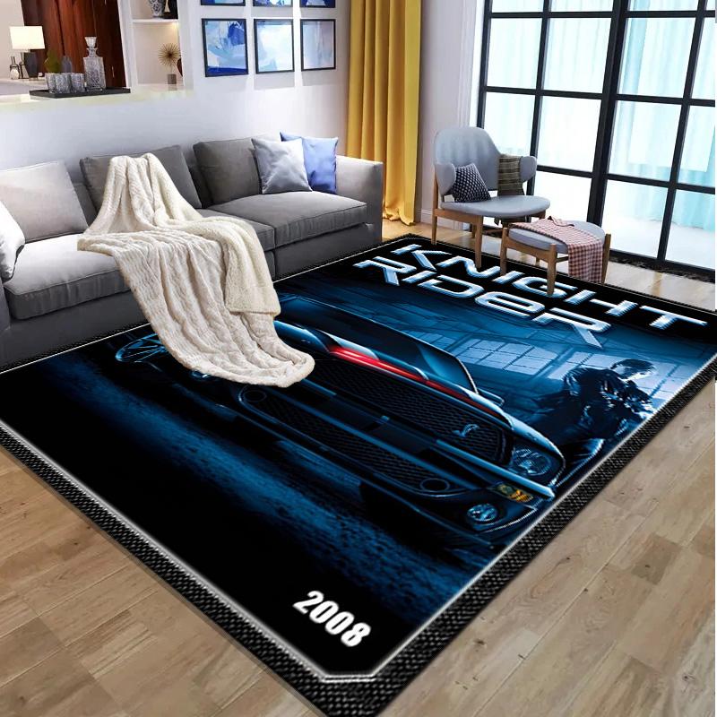 Knight Rider Pattern Rug, Indoor/Outdoor Mat, for Picnic, Gameroom, Bedroom, Office, Living Room, Home Decor Carpet, Birthday Gift
