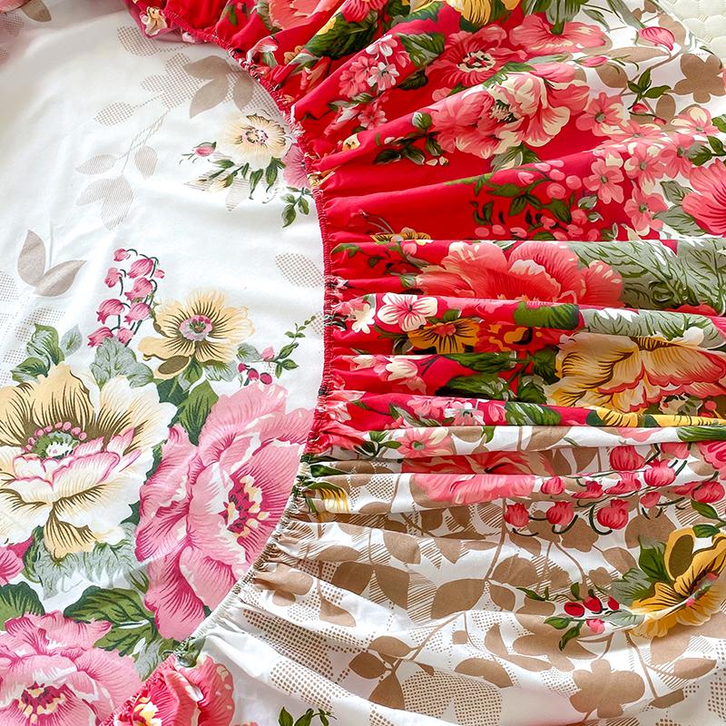 Flower Printed Fitted Bed Sheets Reactive Printed Sabanas Cama Matrimonial Single/Queen/King Mattress Cover Double Bedsheets