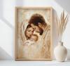 Poster Holy Family In Golden Glow Poster Holy Family In Golden Glow, 50X70 Cm, Gold Aluminum Frame, 230 Gsm Matte Paper