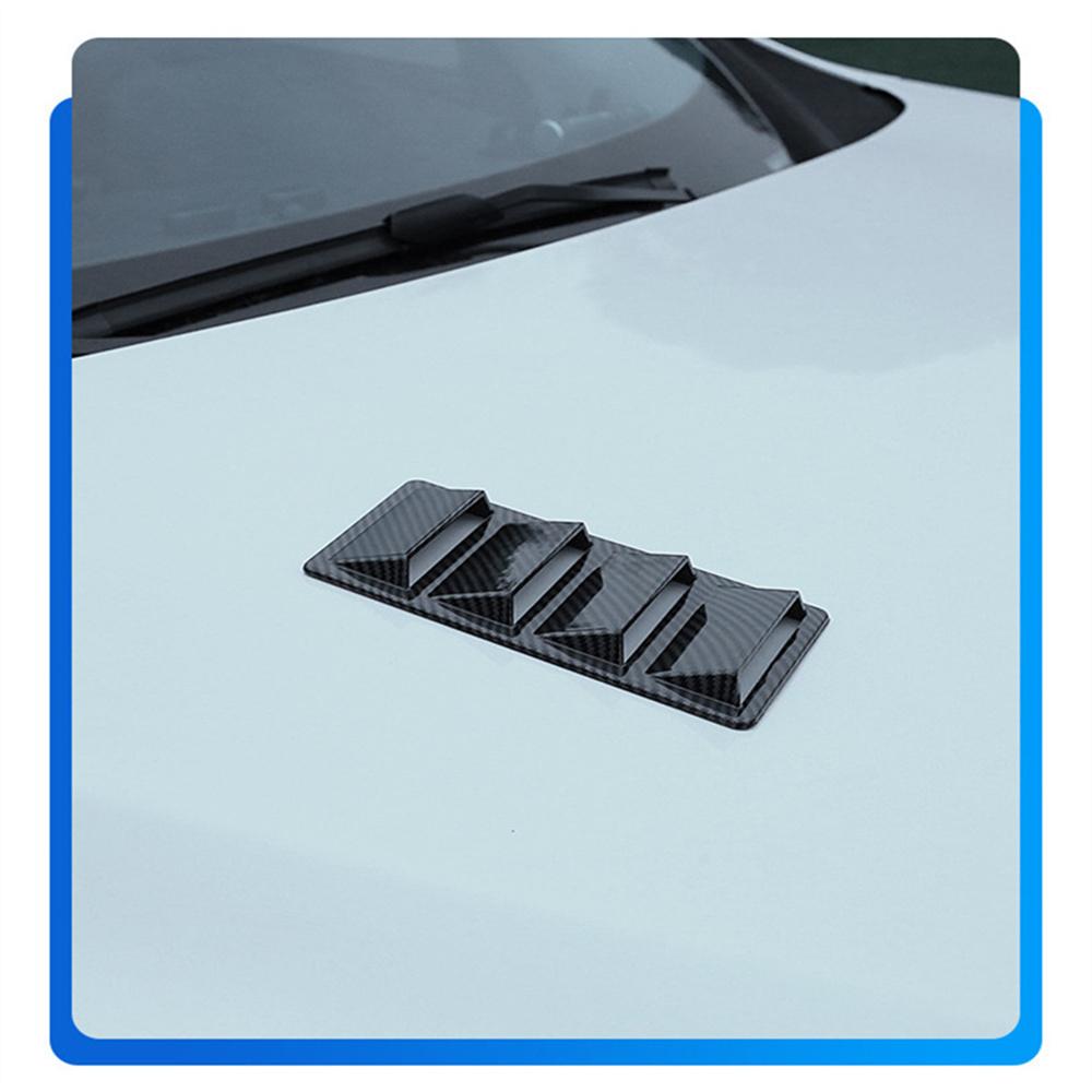 2x Carbon Fiber Look Car Front Bonnet Vent Hood Air Flow Intake Decorative Cover