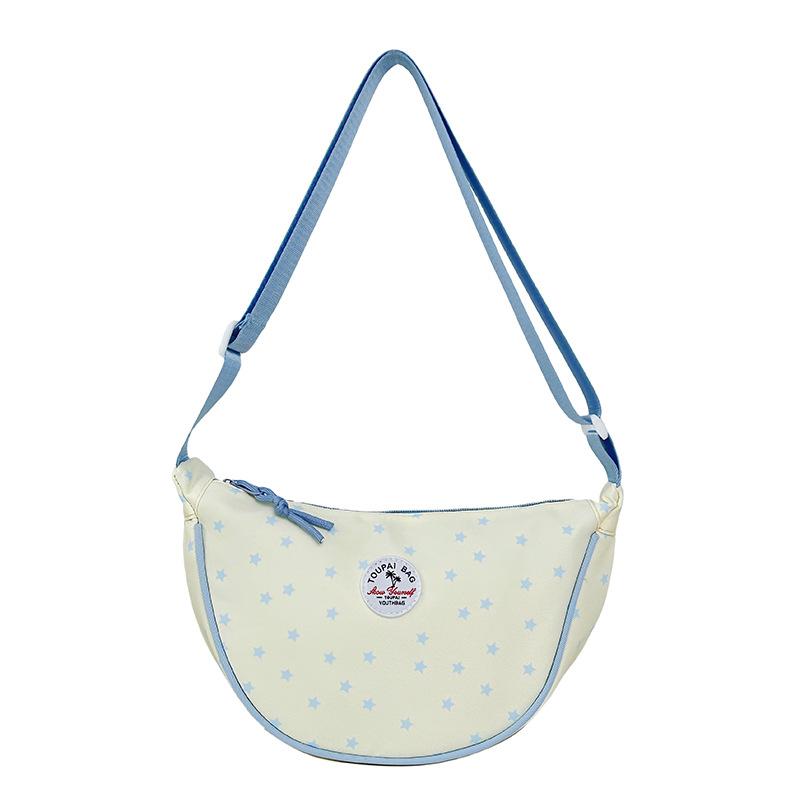 Sweet Girl's Crescent Armpit Bag Women's 2025 Autumn New Fashion Simple Star Polka Dot Shoulder Crossbody Bag