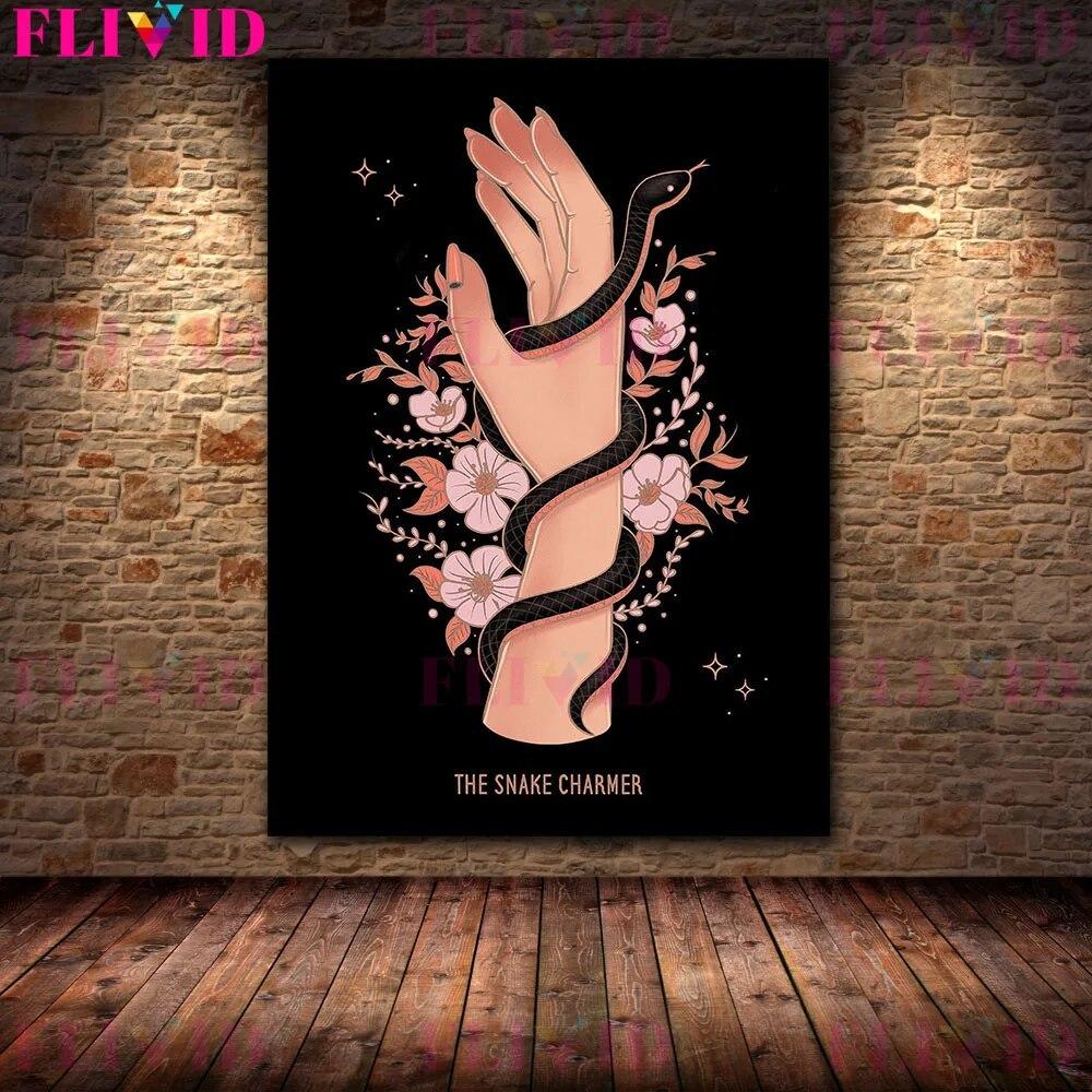 Готический Жуткий Мистический Принт Декор Стены Искусства Холст Картины Гадалка и Колдовство Элемент Плакат И Принт Домашний Декор Без Рамки