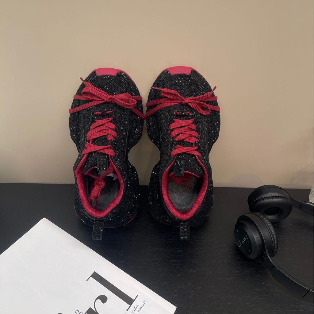 Модные весенне-осенние новые спортивные туфли на толстой подошве 7,5 см для женщин, модные инкрустированные бриллиантами роскошные оригинальные дизайнерские модные женские туфли