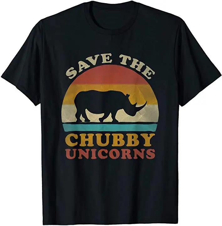 Retro Vintage Sunset Save The Chubby Unicorns Fat Rhino TShirt Summer Cotton Short Sleeve ONeck Mens T Shirt New S3XL