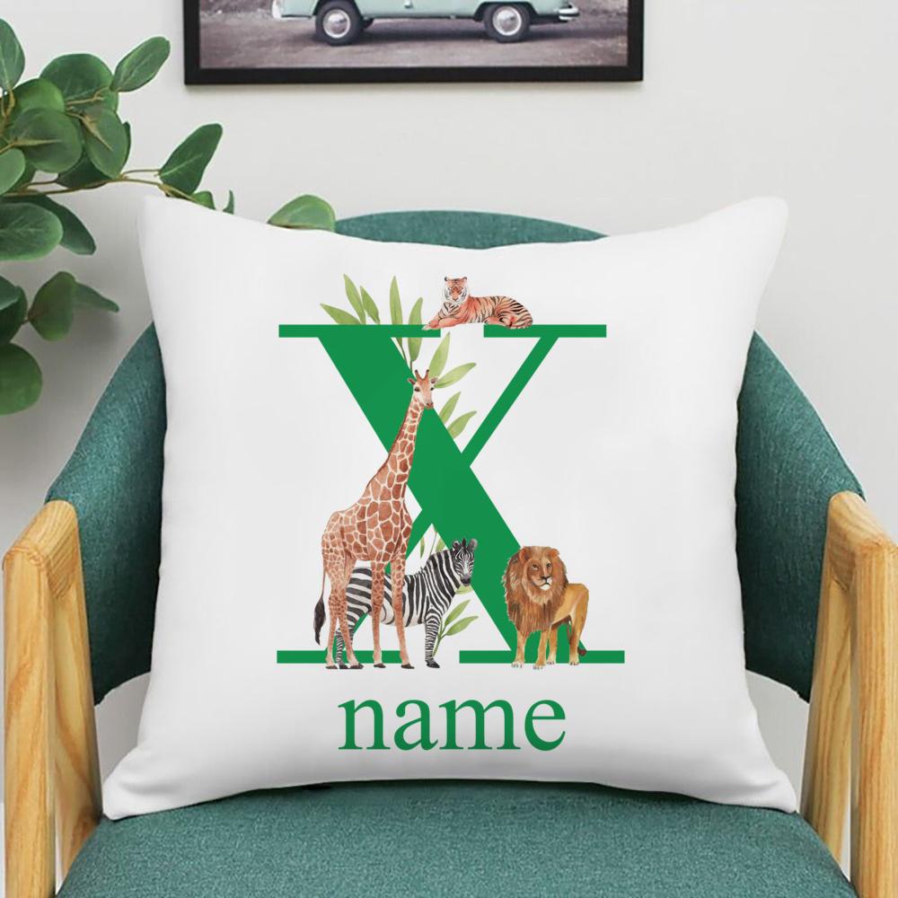 Personalized Pillowcase Safari Animal with Name Pillow Cover Kids Bedroom Wild Party Decor Pillow Case Kid Birthday Shower Gifts