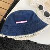 Панама рыбака Y2K с кружевом, с большими полями и бантом, солнцезащитная шляпа, милая джинсовая панама, для путешествий