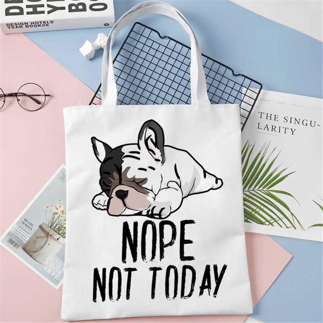 Французский бульдог Frenchies Сумка для покупок с принтом Женская дорожная пляжная большая сумка Сумка для вторичной переработки женская сумка-шоппер Экологическая женская сумка на плечо