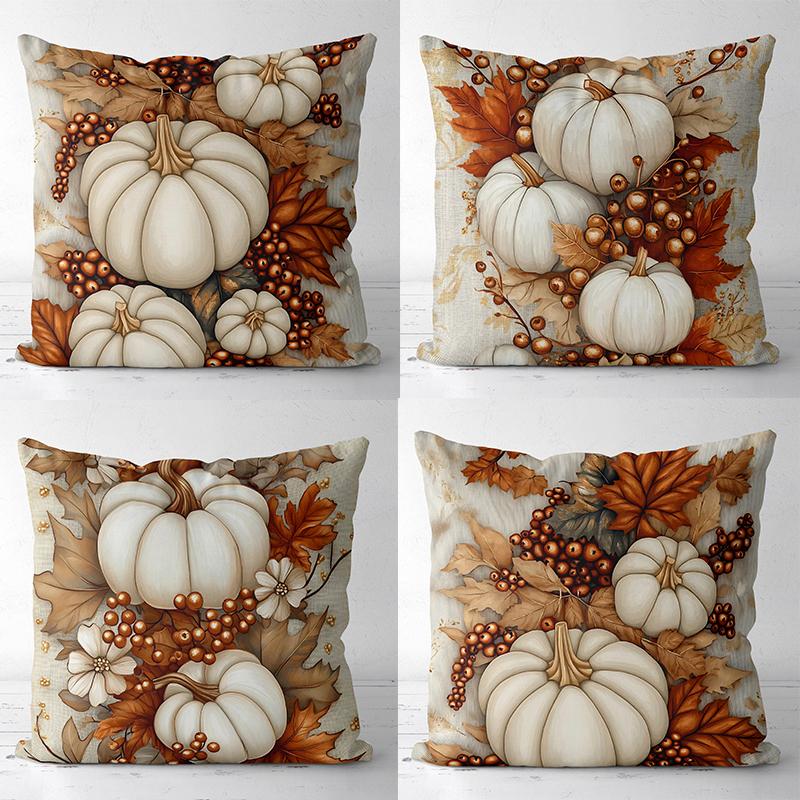 2D Плоская Печать Осенние Тыквы Листья Ягоды Декоративные Наволочки Полиэстер Наволочка Диван Декоративная Наволочка