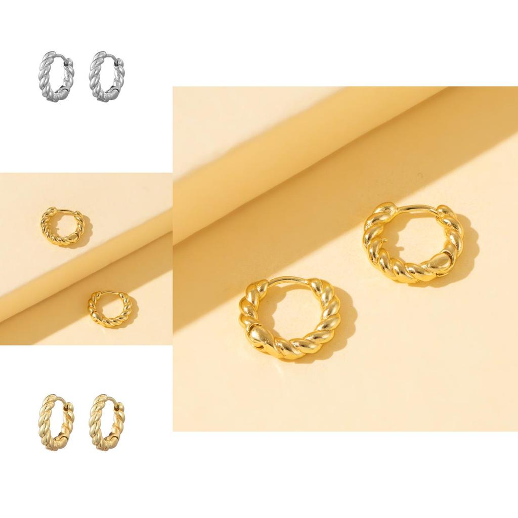 Stylish Geometric Alloy Earrings For Women Chic Simple Hoop Design