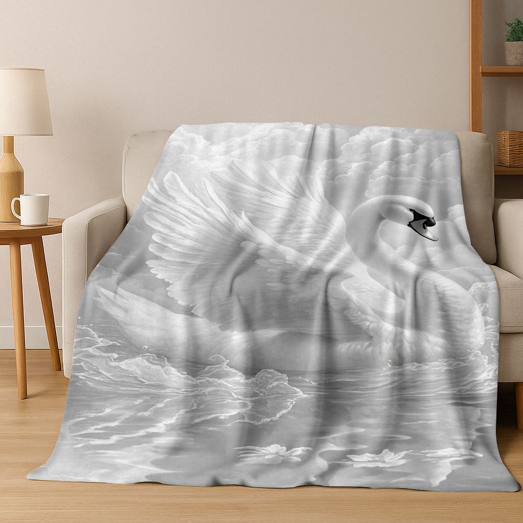 Мультяшное фланелевое одеяло «Мечтающая любовь Лебедь», Уютное мягкое плед-покрывало для дома, спальни, кровати, дивана, пикника, офиса, Подарок для детей