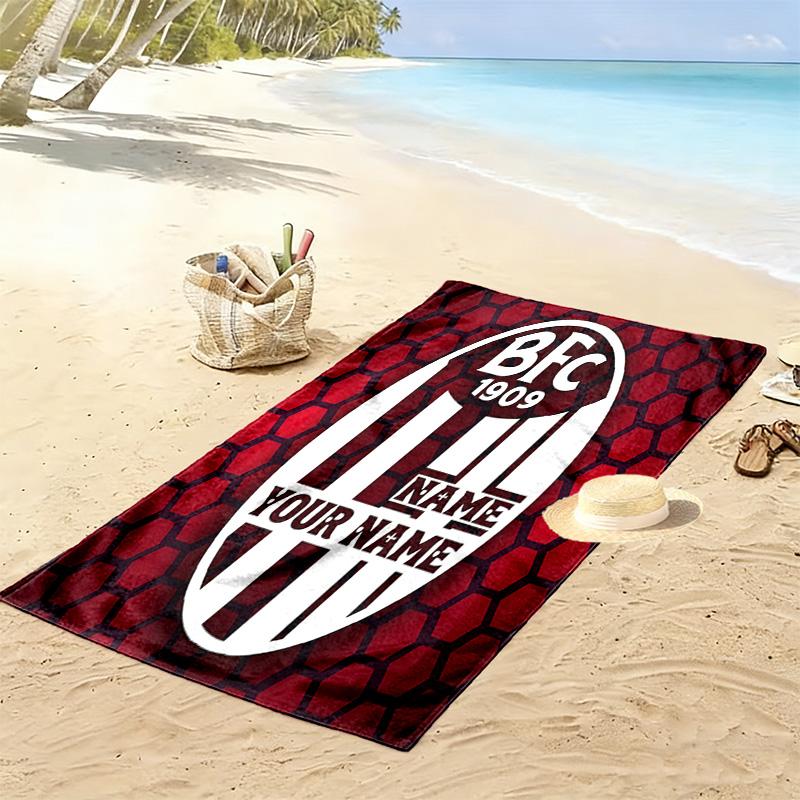 Bologna Fc Custom Name Print Beach Towel Large Soft Quick Dry Towel For Beach Camping Swimming