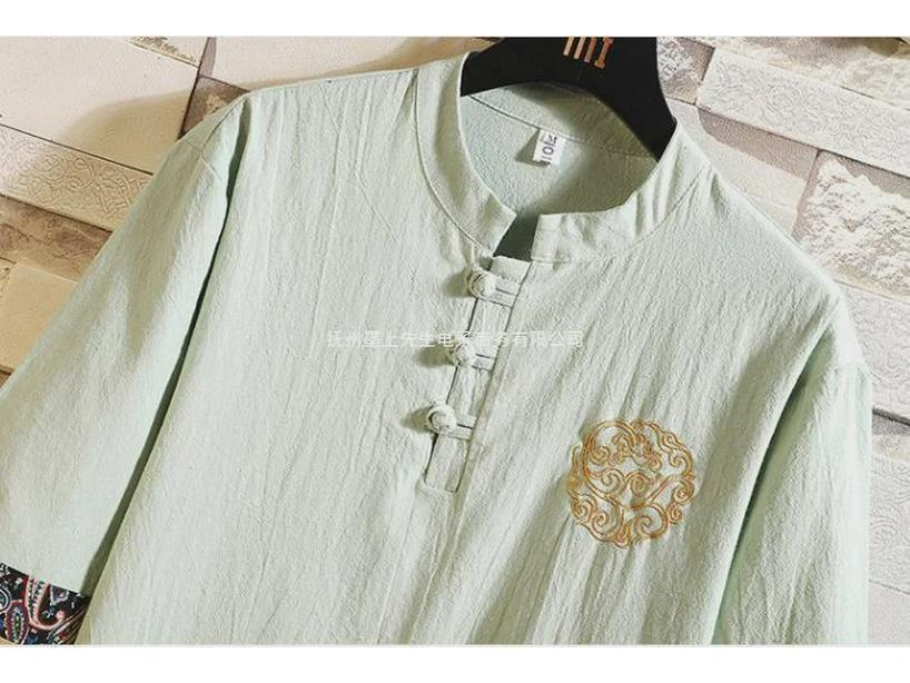 Футболка буддийская мужская в китайском стиле из льна Hanfu Zen