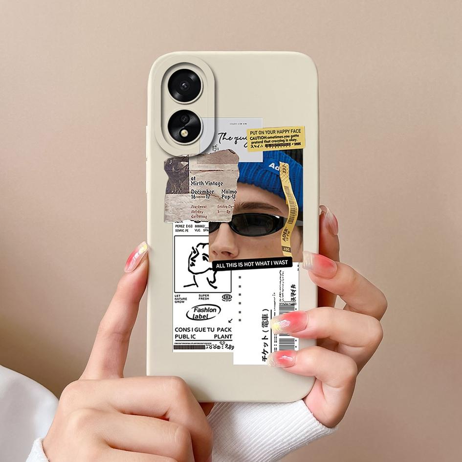 Чехол для OPPO A38 A58 A78 Realme 11 Pro Plus A2 A79, модная задняя крышка, матовая жидкая силиконовая защитная пленка для экрана для мальчиков и девочек, чехол для телефона OPPO Shell