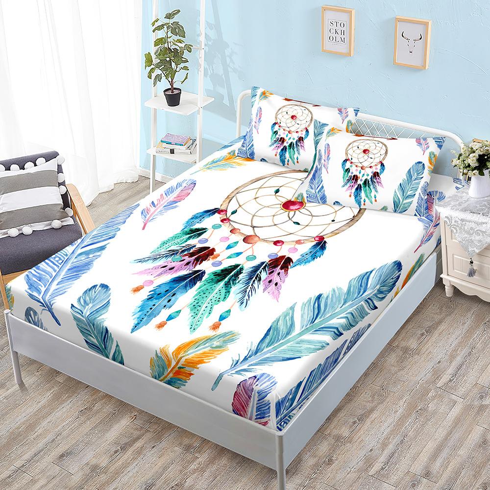 Three-Piece Mattress, Mattress Cover, Dream Catcher, Ethnic Bohemian Mattress Protective Cover
