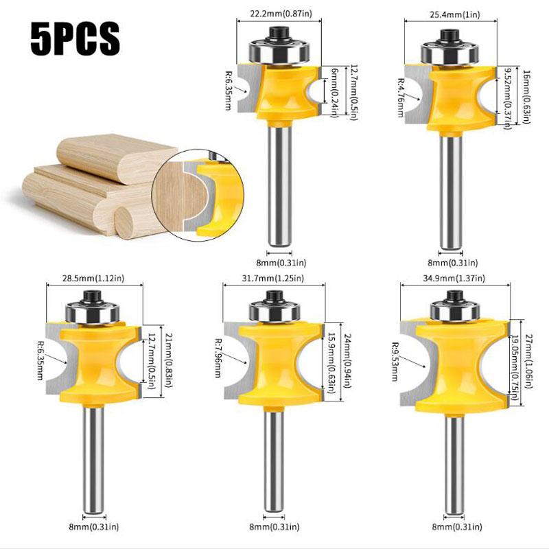 8mm Shank Half Round Bit Convex Edging Bits For Wood End Mill Woodworking Tool Industrial Grade Milling Cutter